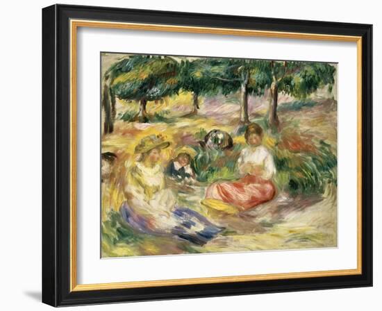 Three Young Women in a Park-Pierre-Auguste Renoir-Framed Giclee Print