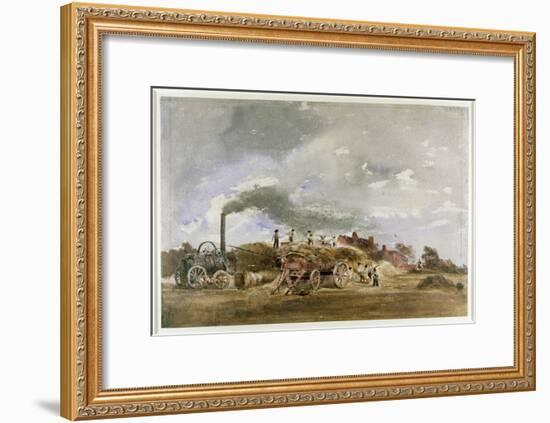 Threshing Corn (Pencil and W/C on Paper)-Peter De Wint-Framed Giclee Print