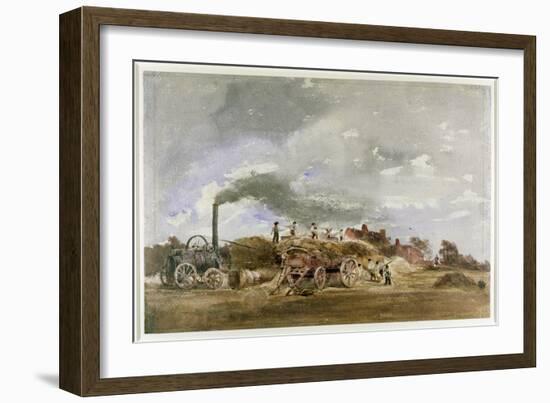 Threshing Corn (Pencil and W/C on Paper)-Peter De Wint-Framed Giclee Print