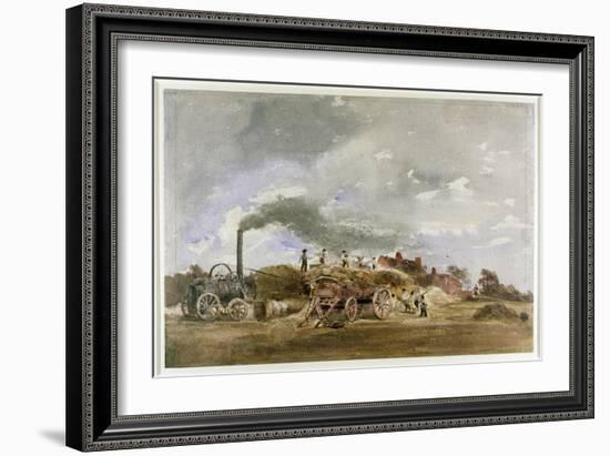 Threshing Corn (Pencil and W/C on Paper)-Peter De Wint-Framed Giclee Print