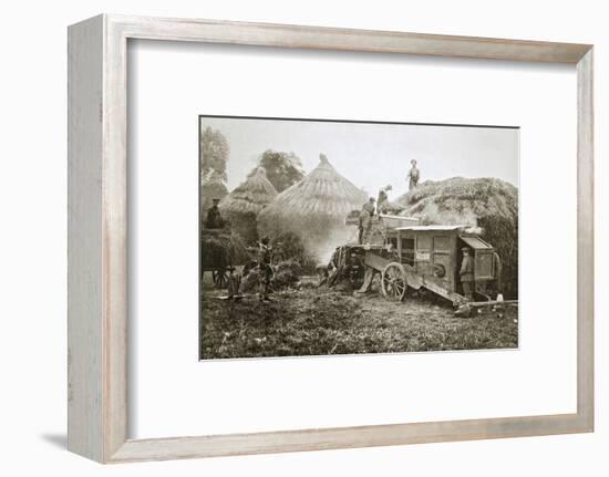Threshing for straw for soldiers' use, France, World War I, 1916-Unknown-Framed Photographic Print
