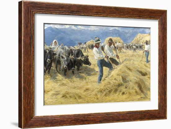 Threshing in the Abruzzi, 1890-Peder Severin Kroyer-Framed Giclee Print