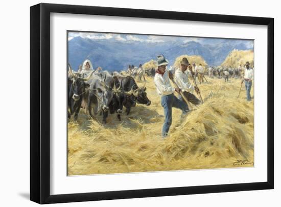 Threshing in the Abruzzi, 1890-Peder Severin Kroyer-Framed Giclee Print