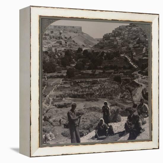 'Threshing on roof; overlooking the valley of Kedron', c1900-Unknown-Framed Stretched Canvas