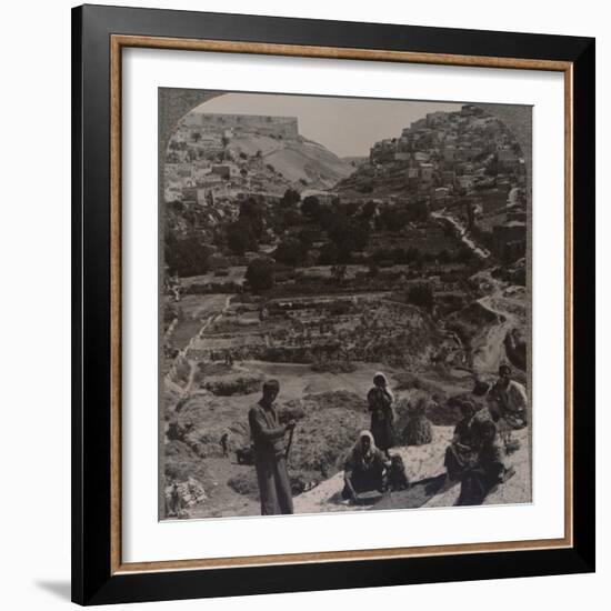 'Threshing on roof; overlooking the valley of Kedron', c1900-Unknown-Framed Photographic Print