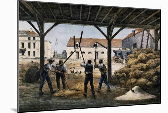 Threshing Wheat, France, 19th Century-null-Mounted Giclee Print