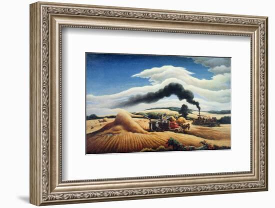 Threshing Wheat-Thomas Hart Benton-Framed Art Print