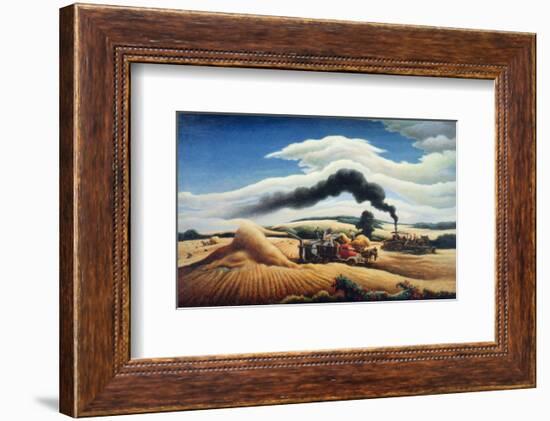 Threshing Wheat-Thomas Hart Benton-Framed Art Print