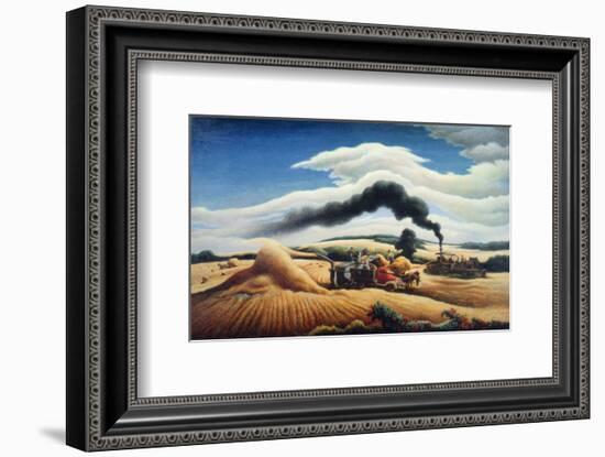 Threshing Wheat-Thomas Hart Benton-Framed Art Print