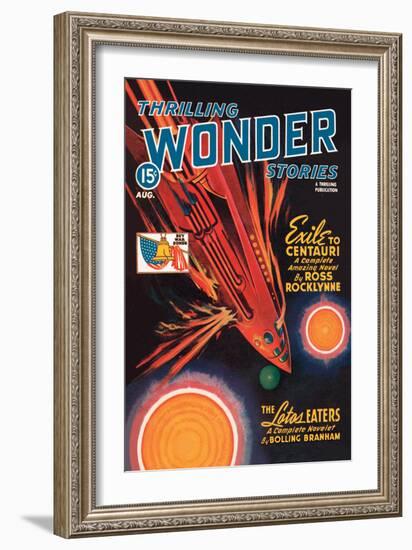 Thrilling Wonder Stories: Rocket Ship Troubles-null-Framed Art Print