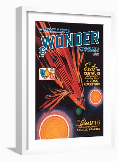 Thrilling Wonder Stories: Rocket Ship Troubles-null-Framed Art Print