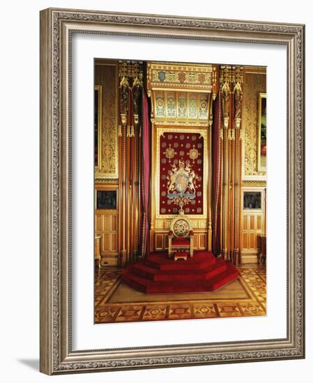 Throne in Queen's Robing Room, Houses of Parliament, Westminster, London, England-Adam Woolfitt-Framed Photographic Print