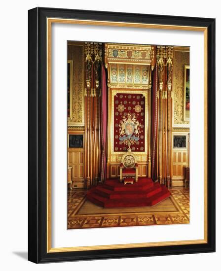 Throne in Queen's Robing Room, Houses of Parliament, Westminster, London, England-Adam Woolfitt-Framed Photographic Print