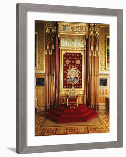 Throne in Queen's Robing Room, Houses of Parliament, Westminster, London, England-Adam Woolfitt-Framed Photographic Print