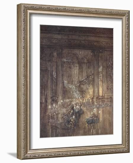 Through the House Give Glimmering Light, by the Dead and Drowsy Fire-Arthur Rackham-Framed Giclee Print