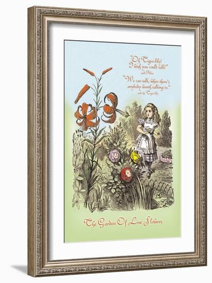 Through the Looking Glass: Garden of Live Flowers-John Tenniel-Framed Art Print