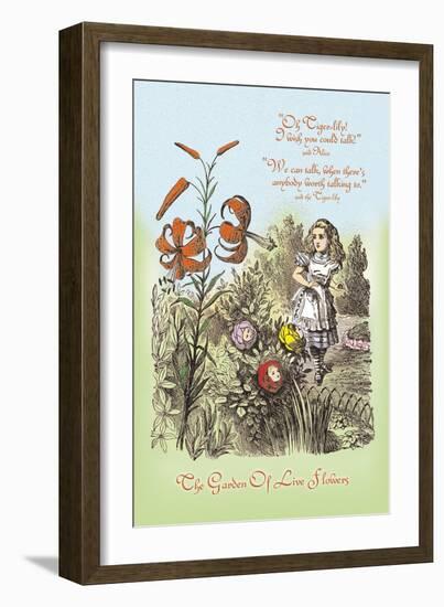 Through the Looking Glass: Garden of Live Flowers-John Tenniel-Framed Art Print