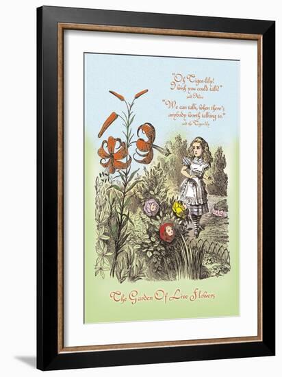 Through the Looking Glass: Garden of Live Flowers-John Tenniel-Framed Art Print