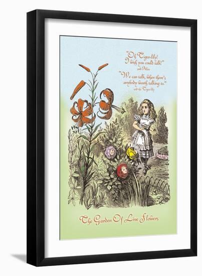 Through the Looking Glass: Garden of Live Flowers-John Tenniel-Framed Art Print