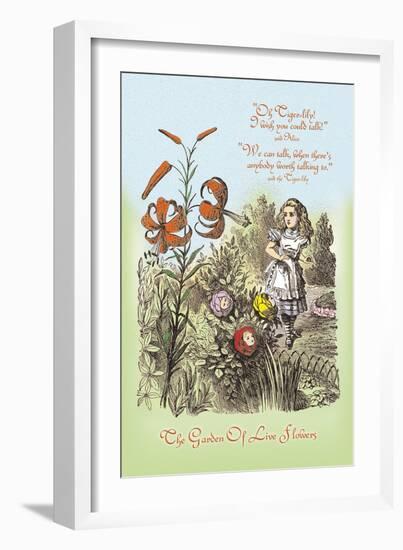 Through the Looking Glass: Garden of Live Flowers-John Tenniel-Framed Art Print