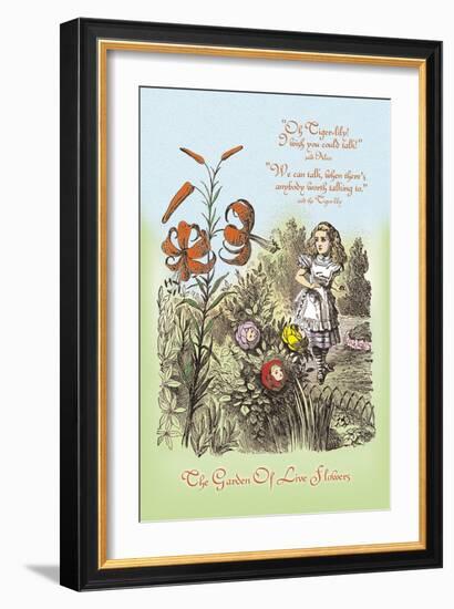 Through the Looking Glass: Garden of Live Flowers-John Tenniel-Framed Art Print