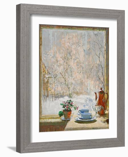 Through the Window in Winter, 1945-Konstantin Ivanovich Gorbatov-Framed Giclee Print