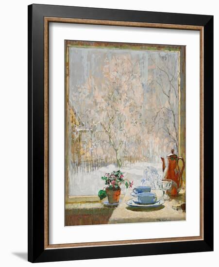 Through the Window in Winter, 1945-Konstantin Ivanovich Gorbatov-Framed Giclee Print