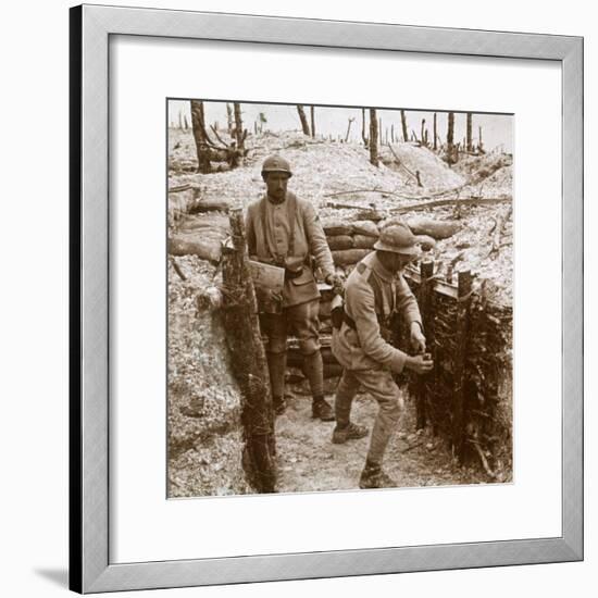 Throwing grenades, front line, c1914-c1918-Unknown-Framed Photographic Print