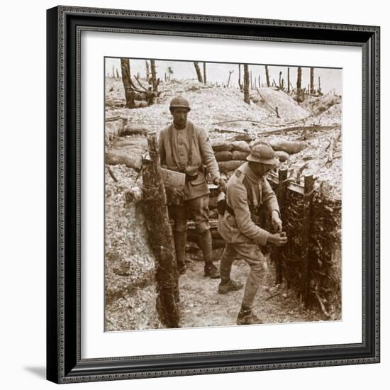 Throwing grenades, front line, c1914-c1918-Unknown-Framed Photographic Print