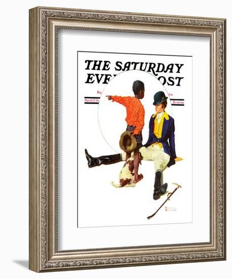 "Thrown from a Horse" Saturday Evening Post Cover, March 17,1934-Norman Rockwell-Framed Giclee Print