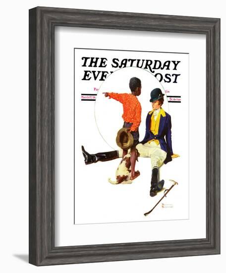 "Thrown from a Horse" Saturday Evening Post Cover, March 17,1934-Norman Rockwell-Framed Giclee Print