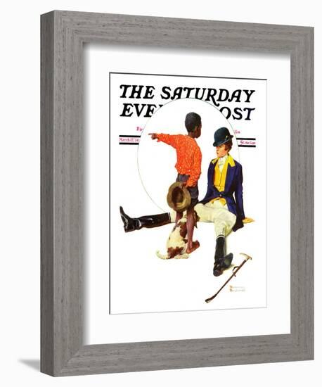 "Thrown from a Horse" Saturday Evening Post Cover, March 17,1934-Norman Rockwell-Framed Giclee Print