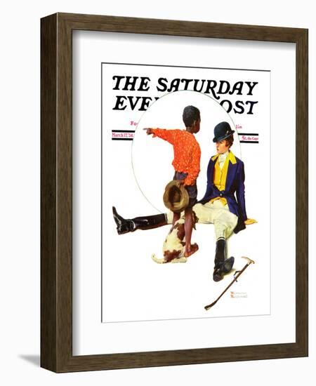 "Thrown from a Horse" Saturday Evening Post Cover, March 17,1934-Norman Rockwell-Framed Giclee Print