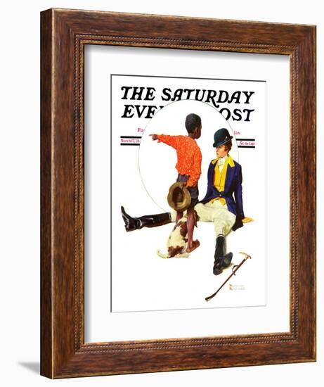 "Thrown from a Horse" Saturday Evening Post Cover, March 17,1934-Norman Rockwell-Framed Giclee Print