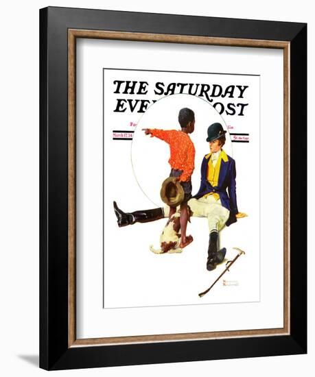 "Thrown from a Horse" Saturday Evening Post Cover, March 17,1934-Norman Rockwell-Framed Giclee Print