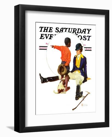 "Thrown from a Horse" Saturday Evening Post Cover, March 17,1934-Norman Rockwell-Framed Giclee Print