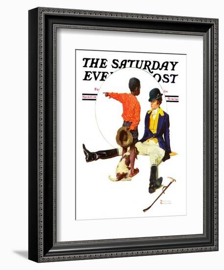 "Thrown from a Horse" Saturday Evening Post Cover, March 17,1934-Norman Rockwell-Framed Giclee Print