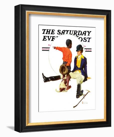 "Thrown from a Horse" Saturday Evening Post Cover, March 17,1934-Norman Rockwell-Framed Giclee Print