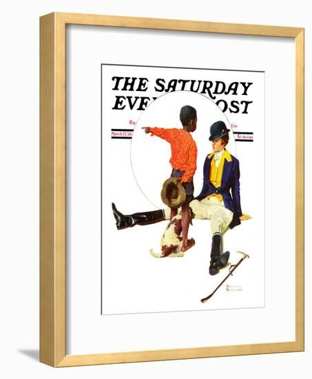 "Thrown from a Horse" Saturday Evening Post Cover, March 17,1934-Norman Rockwell-Framed Giclee Print