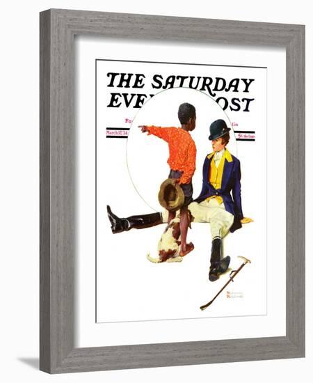 "Thrown from a Horse" Saturday Evening Post Cover, March 17,1934-Norman Rockwell-Framed Giclee Print