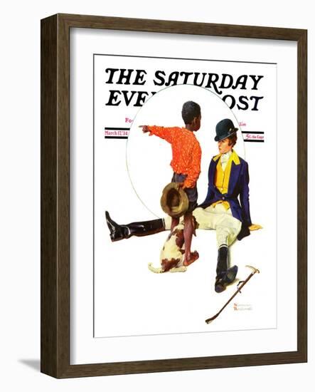 "Thrown from a Horse" Saturday Evening Post Cover, March 17,1934-Norman Rockwell-Framed Giclee Print
