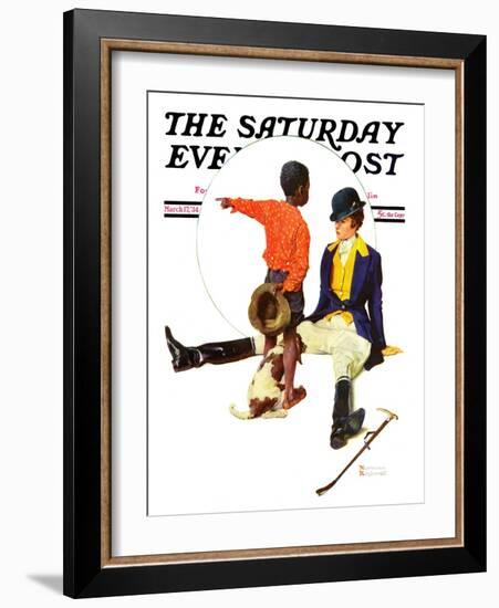 "Thrown from a Horse" Saturday Evening Post Cover, March 17,1934-Norman Rockwell-Framed Giclee Print