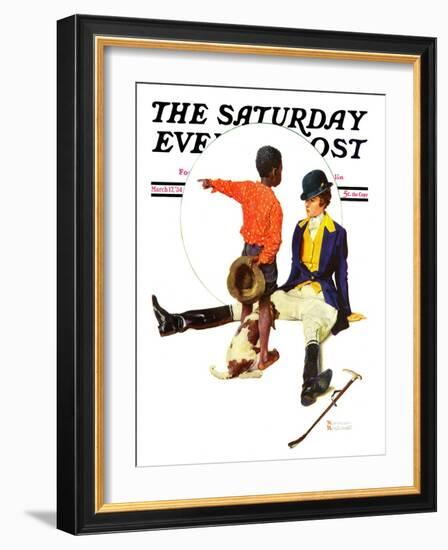 "Thrown from a Horse" Saturday Evening Post Cover, March 17,1934-Norman Rockwell-Framed Giclee Print