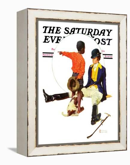 "Thrown from a Horse" Saturday Evening Post Cover, March 17,1934-Norman Rockwell-Framed Premier Image Canvas