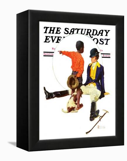 "Thrown from a Horse" Saturday Evening Post Cover, March 17,1934-Norman Rockwell-Framed Premier Image Canvas