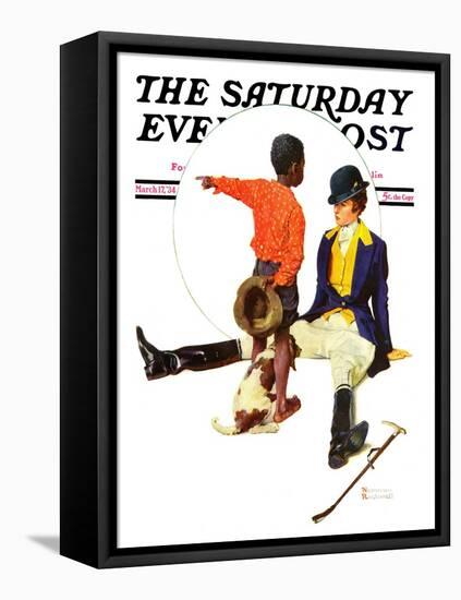 "Thrown from a Horse" Saturday Evening Post Cover, March 17,1934-Norman Rockwell-Framed Premier Image Canvas
