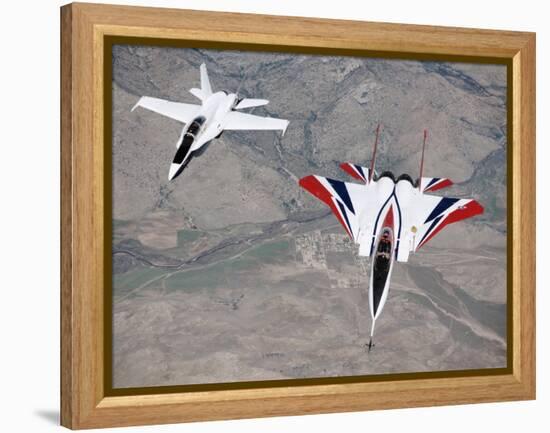 Thrust-Vectoring F-15 and Chase Plane in Flight-Jim Ross-Framed Premier Image Canvas