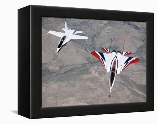 Thrust-Vectoring F-15 and Chase Plane in Flight-Jim Ross-Framed Premier Image Canvas