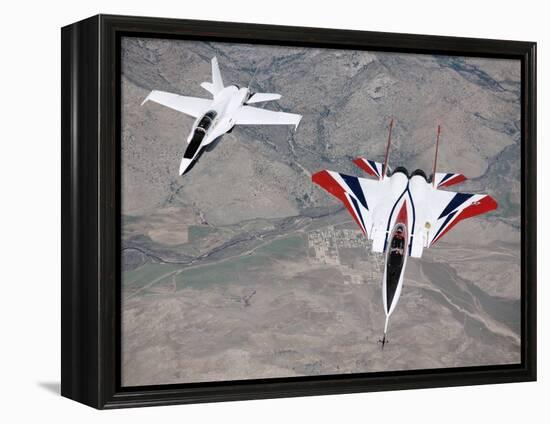 Thrust-Vectoring F-15 and Chase Plane in Flight-Jim Ross-Framed Premier Image Canvas