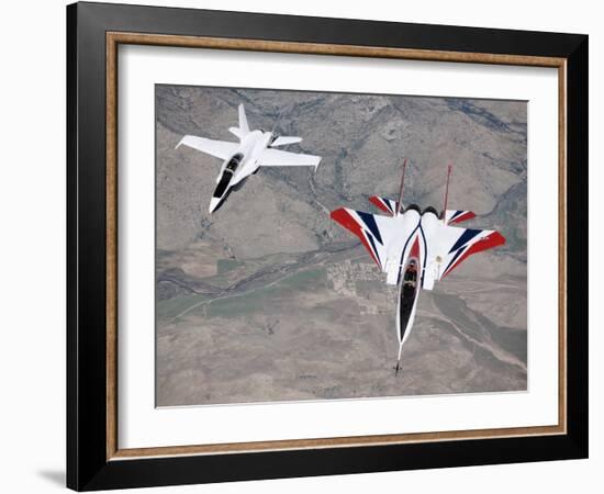 Thrust-Vectoring F-15 and Chase Plane in Flight-Jim Ross-Framed Photographic Print